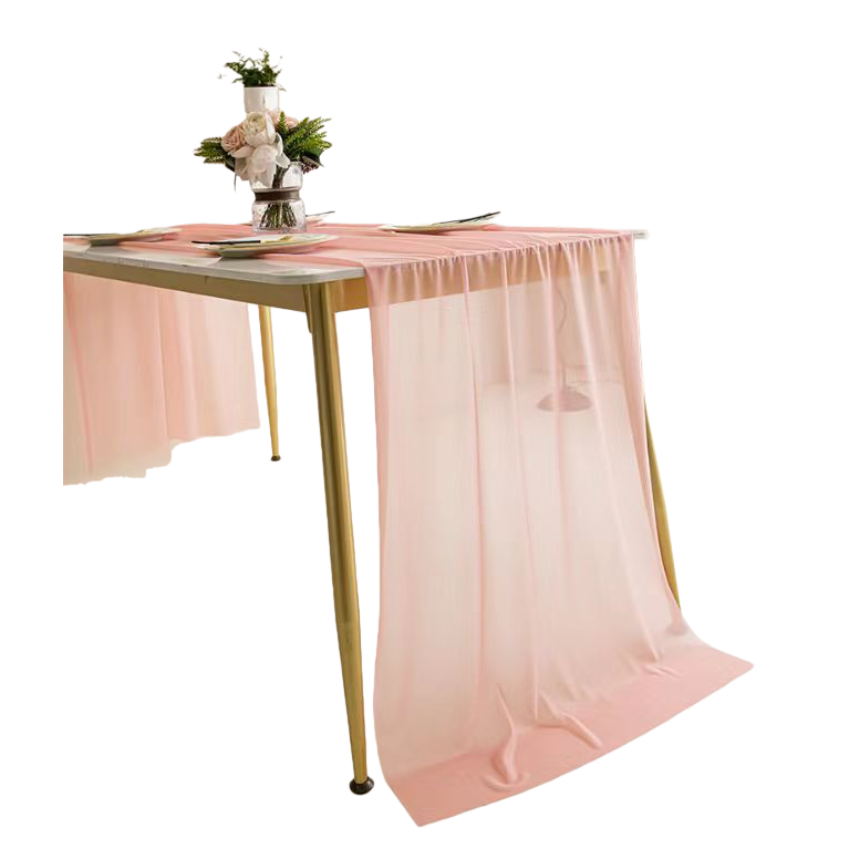 The pink gauze table flag is decorated with golden table legs. It is a multi-functional electrically adjustable round rock plate dining table and an automatic turntable dining furniture Application Scenario