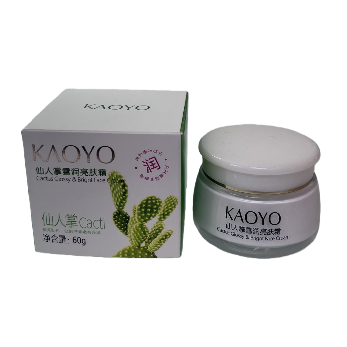 KAOTYO Cactus Snow Moisturizing Brightening Cream, white packaging box, white can, hydrates, moisturizes, brightens complexion and nourishes the skin Item Picture