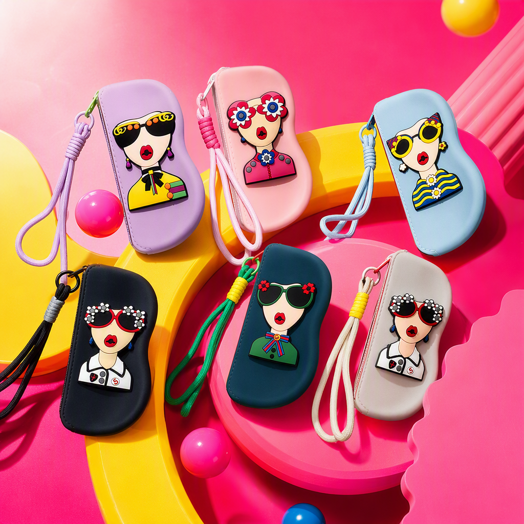 Colorful cartoon character glasses storage box, creative, portable, shockproof, children's and student style, fashionable and trendy Specification image
