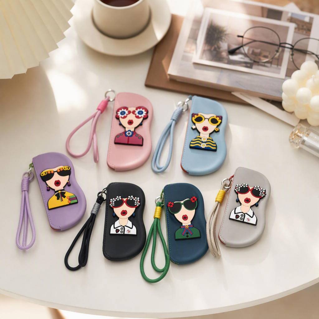 Portable and pressure-resistant creative and fashionable storage bag for children and students with cartoon character color glasses details Picture