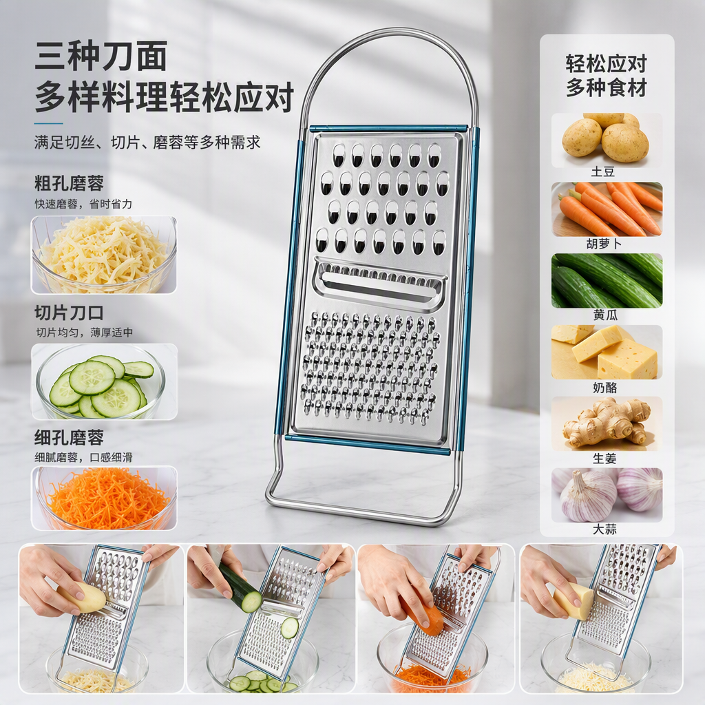 多功能金属擦丝器银色厨房刨丝工具手持刨丝器刨丝刨片家用厨具