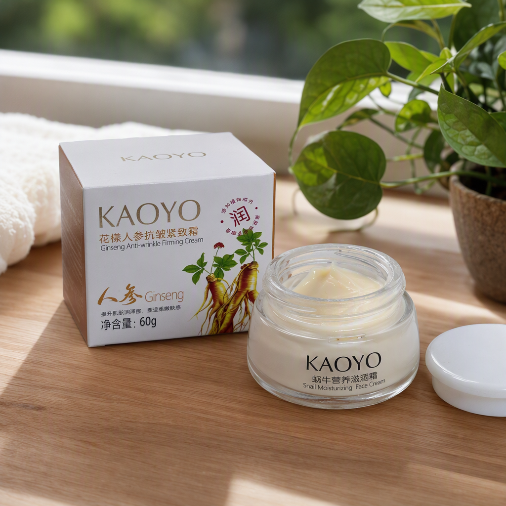 The white packaging box of the flower ginseng anti-wrinkle Firming Cream is a nourishing, firming, moisturizing, repairing and anti-aging skin care product details Picture