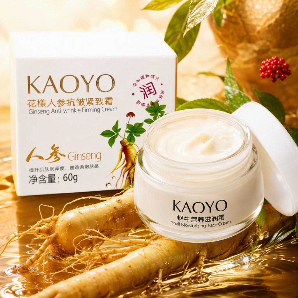 The white packaging box of the flower ginseng anti-wrinkle Firming Cream is a nourishing, firming, moisturizing, repairing and anti-aging skin care product Specification image