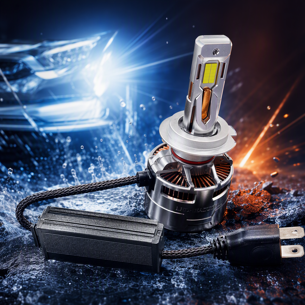 Black keyboard with silver LED bulb, black heat sink, braided cable, power plug, desktop gaming and office peripherals Specification image