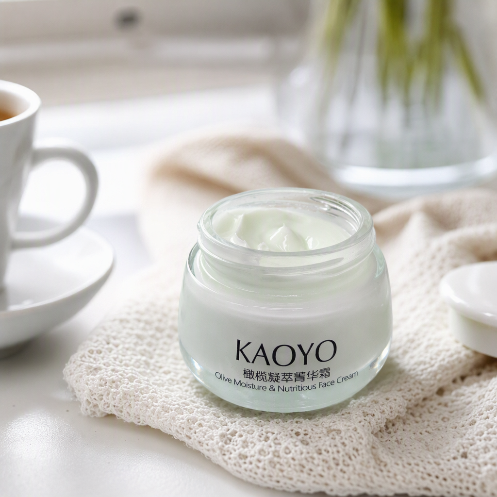 Olive Essence Essence Cream can packaging box, white table decoration, skin care and beauty care products details Picture