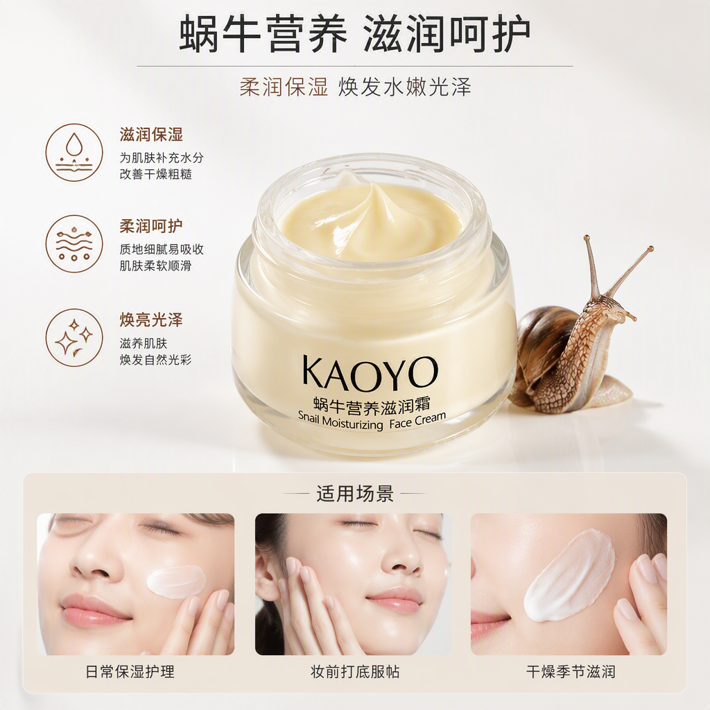 Snail Nourishing Moisturizing Cream, white packaging box, hydrating, moisturizing, repairing and nourishing skin care products