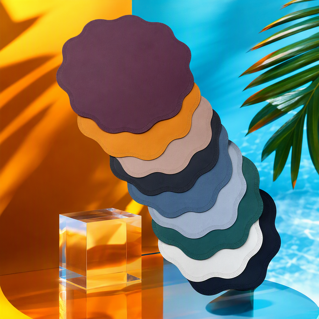 Colorful wavy fabric placemats, heat insulation pads, tableware and plate pads, anti-slip and heat-resistant table decoration, placemat sets, placemats and table MATS Specification image