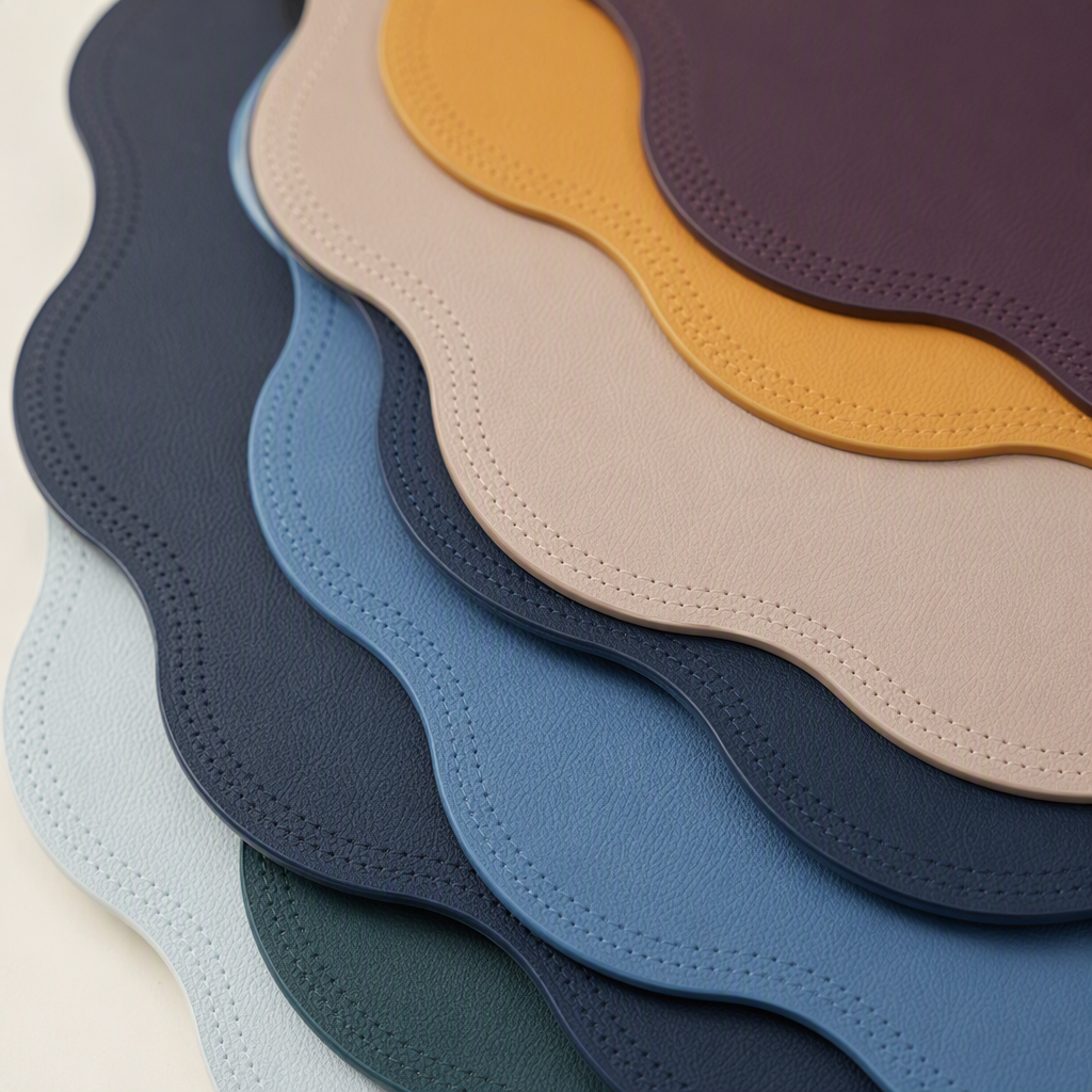 Colorful wavy fabric placemats, heat insulation pads, tableware and plate pads, anti-slip and heat-resistant table decoration, placemat sets, placemats and table MATS Application Scenario