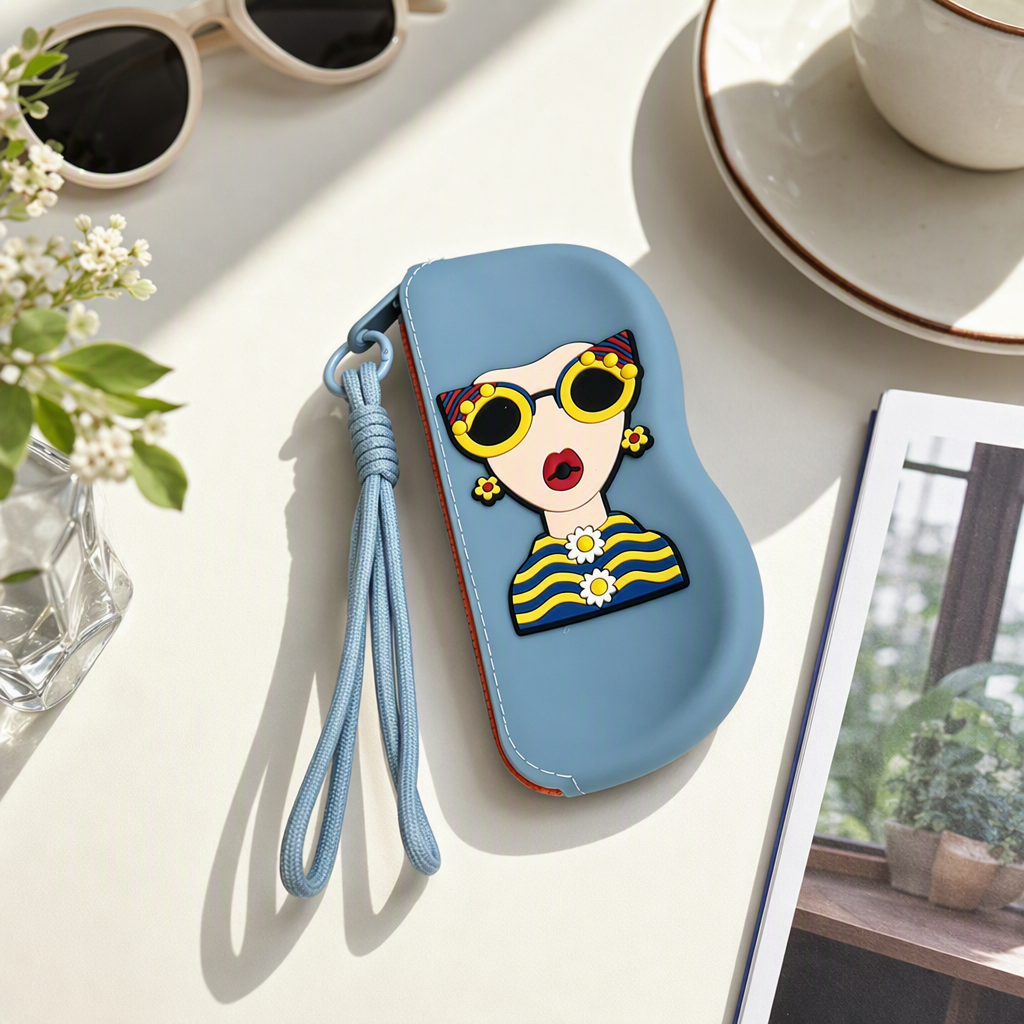 Cartoon character glasses storage box for children, portable, shockproof, colorful, creative and fashionable style details Picture