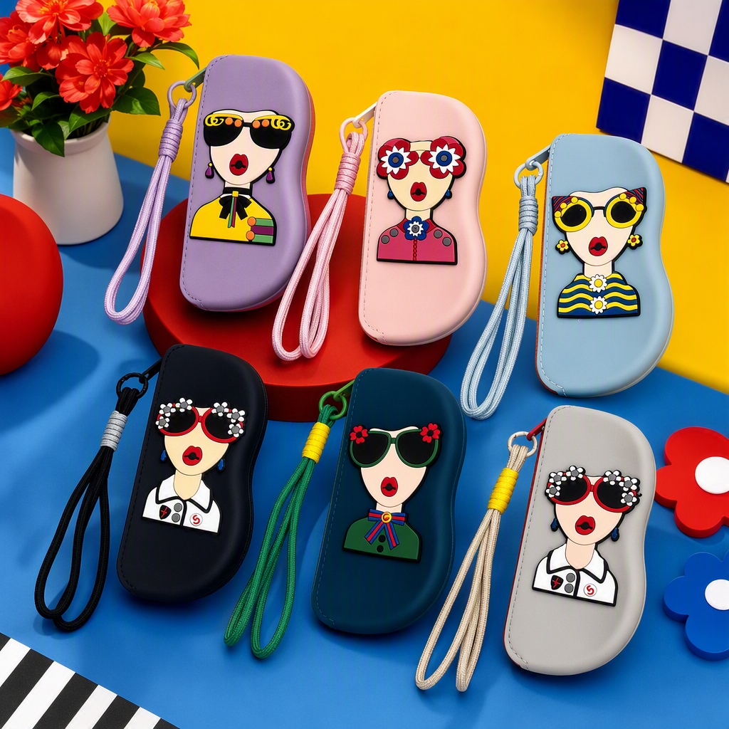 Cartoon character glasses storage box for children, portable, shockproof, colorful, creative and fashionable style Specification image
