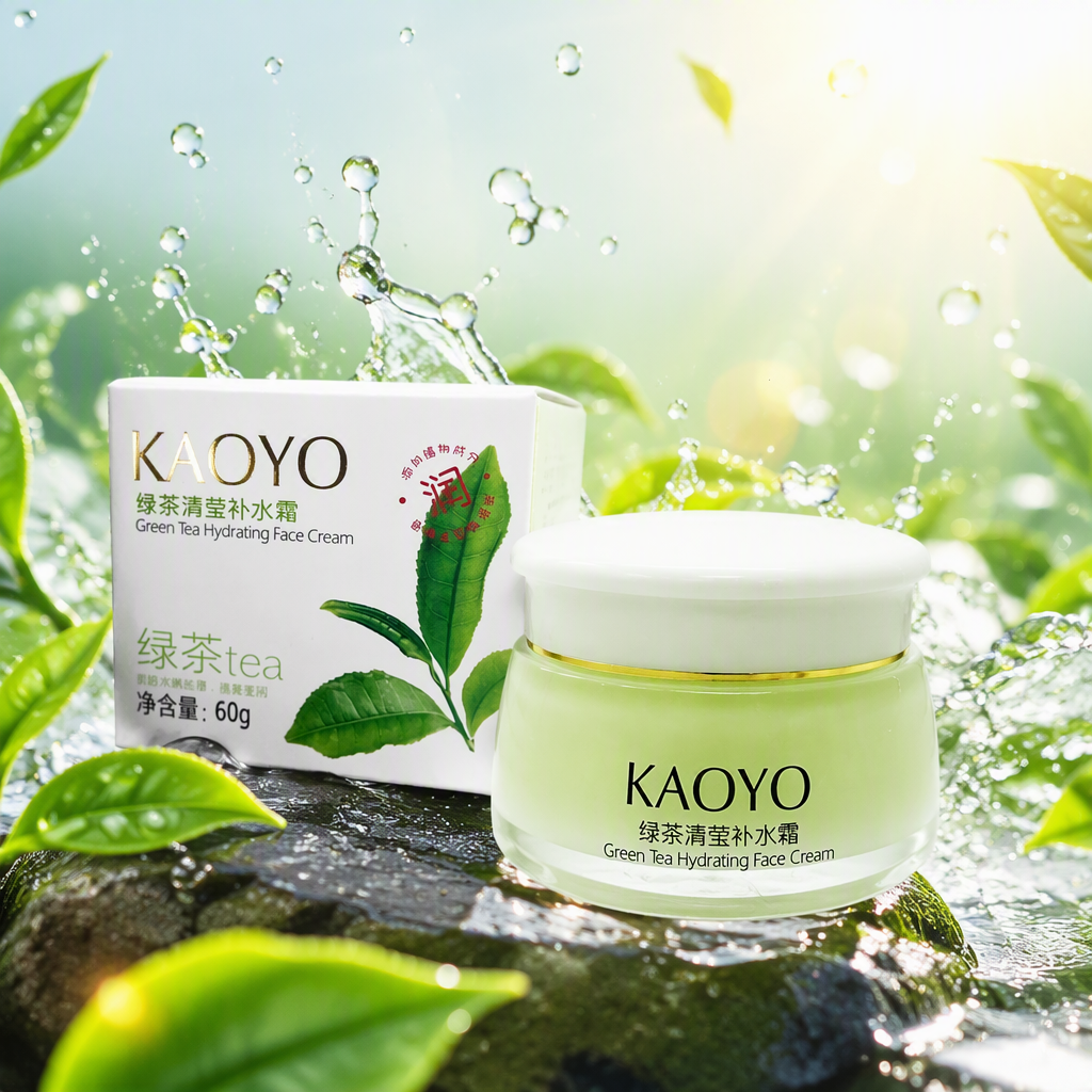 Green Tea Clear Hydrating Cream, powder-white packaging, glass jar, light yellow Cream, Moisturizing and nourishing Face cream Specification image