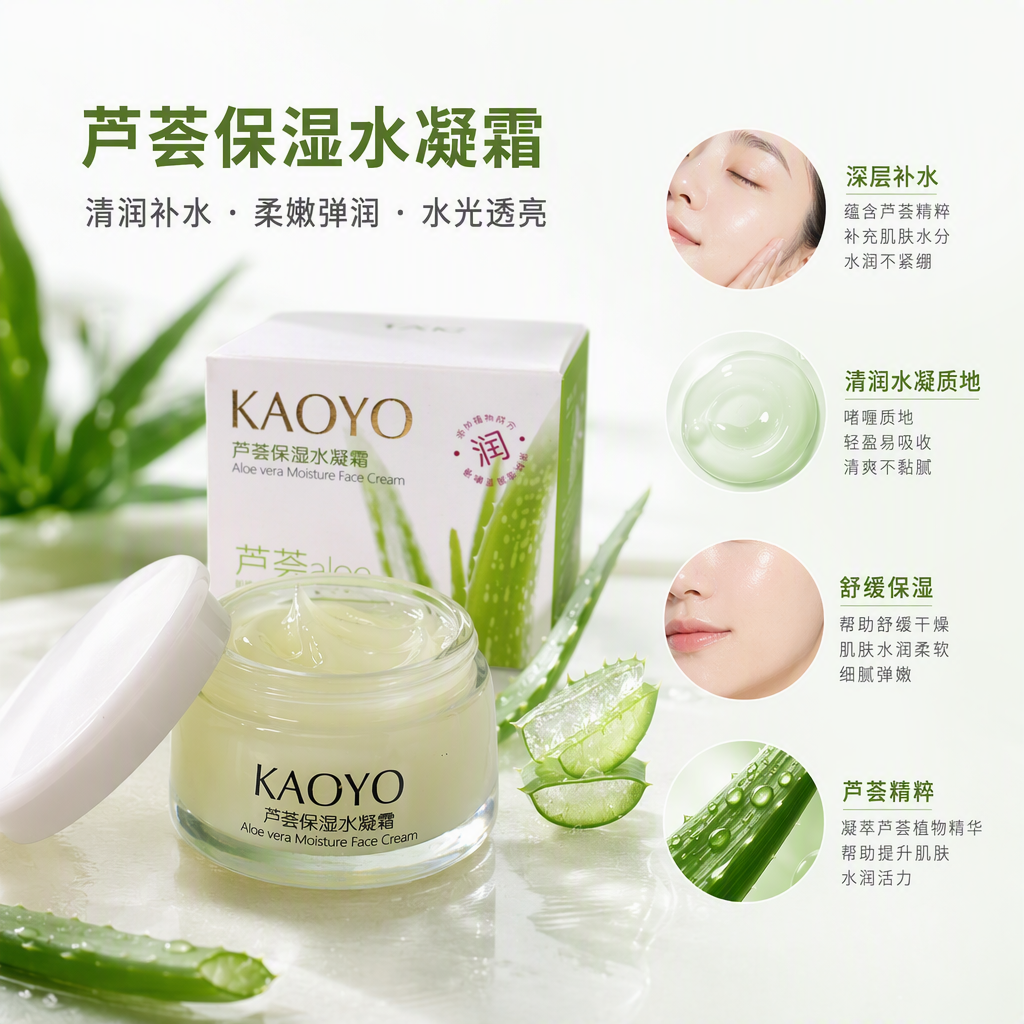 The aloe vera moisturizing cream is hydrating and nourishing. The canned packaging box design is fresh and natural