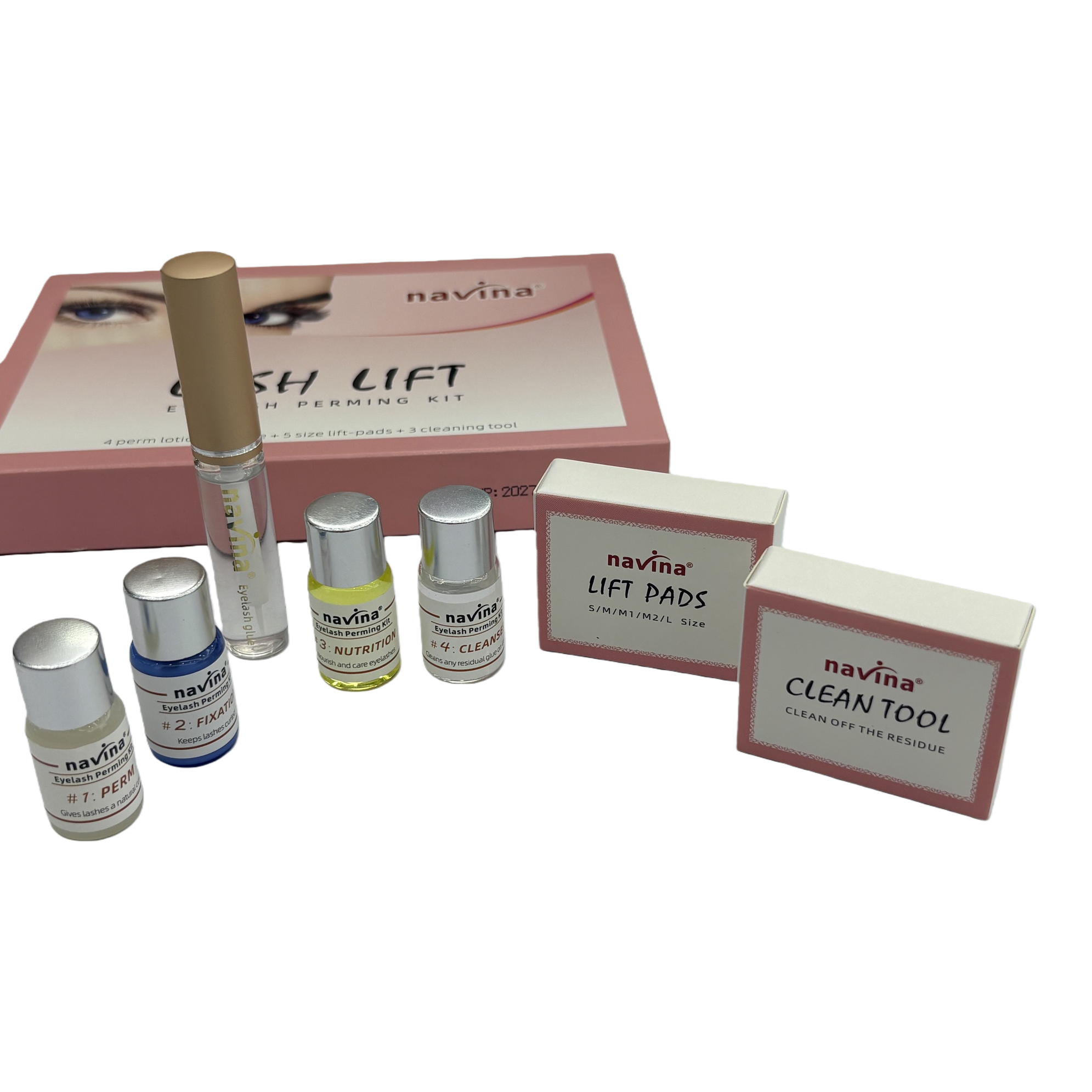 Caja de embalaje rosa pestañas rozing rolls set curling natural curling lifting herramientas de belleza de larga duración combo caja de regalo Item Picture