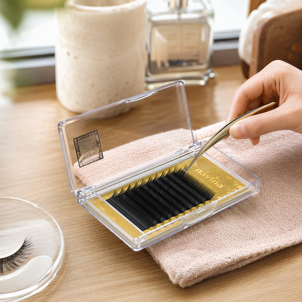 Paquete de oro simple pelo redondo visón pestañas postizas caja de almacenamiento transparente natural y denso aplicar maquillaje diario details Picture