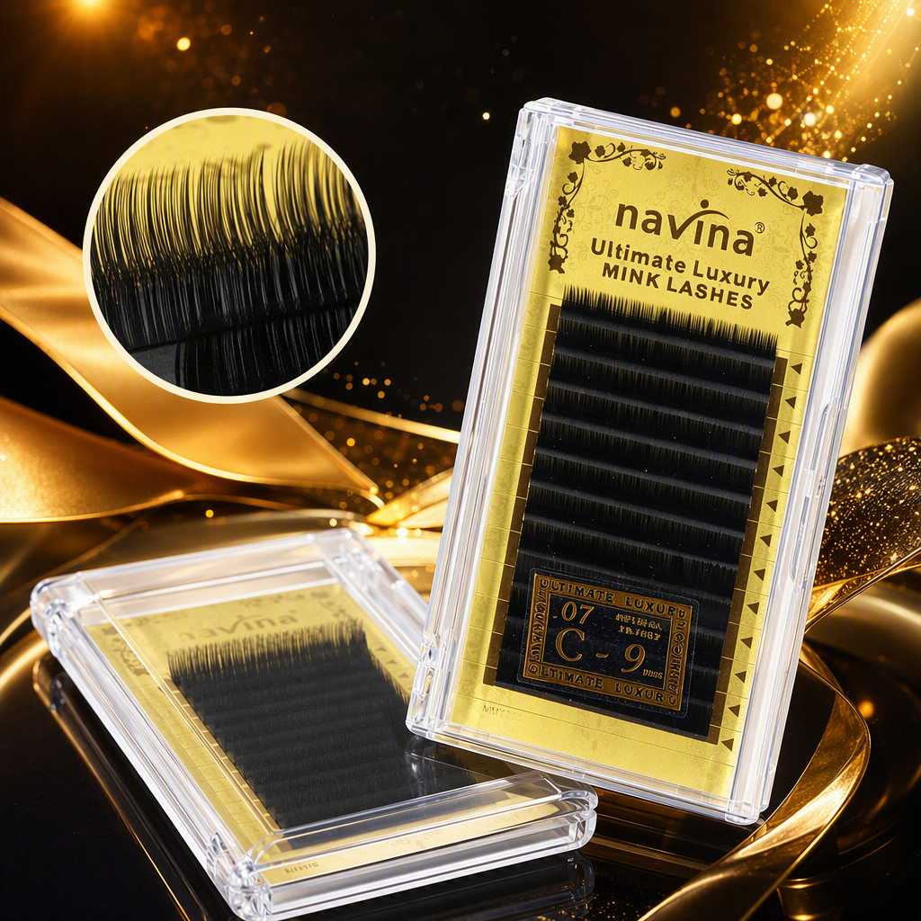 Paquete de oro simple pelo redondo visón pestañas postizas caja de almacenamiento transparente natural y denso aplicar maquillaje diario Specification image