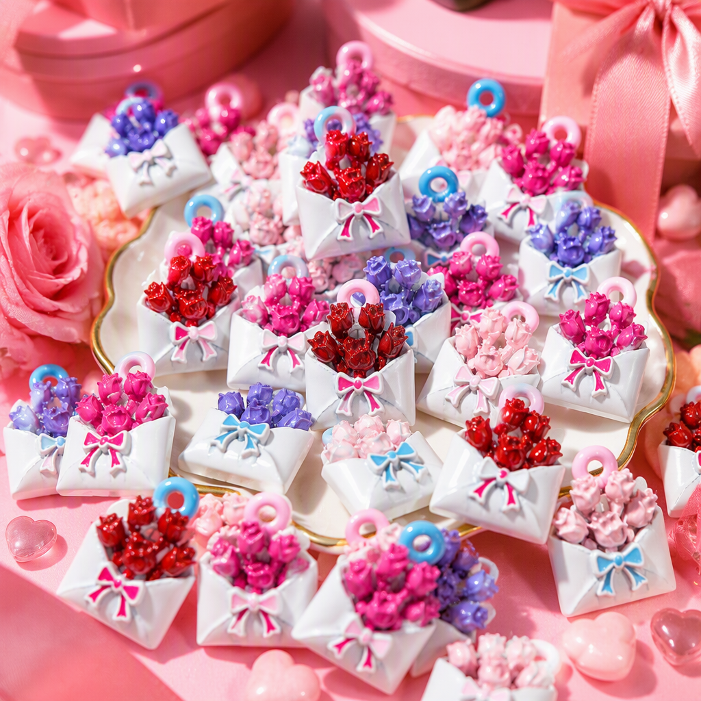 Colorful flower bouquets, envelopes, pendants, necklaces, creative gifts, couple accessories, fashionable and trendy, personalized designs Specification image
