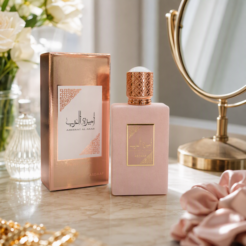Pink perfume bottle, golden packaging box, long-lasting light fragrance, ladies' fragrance gift box, elegant aroma details Picture