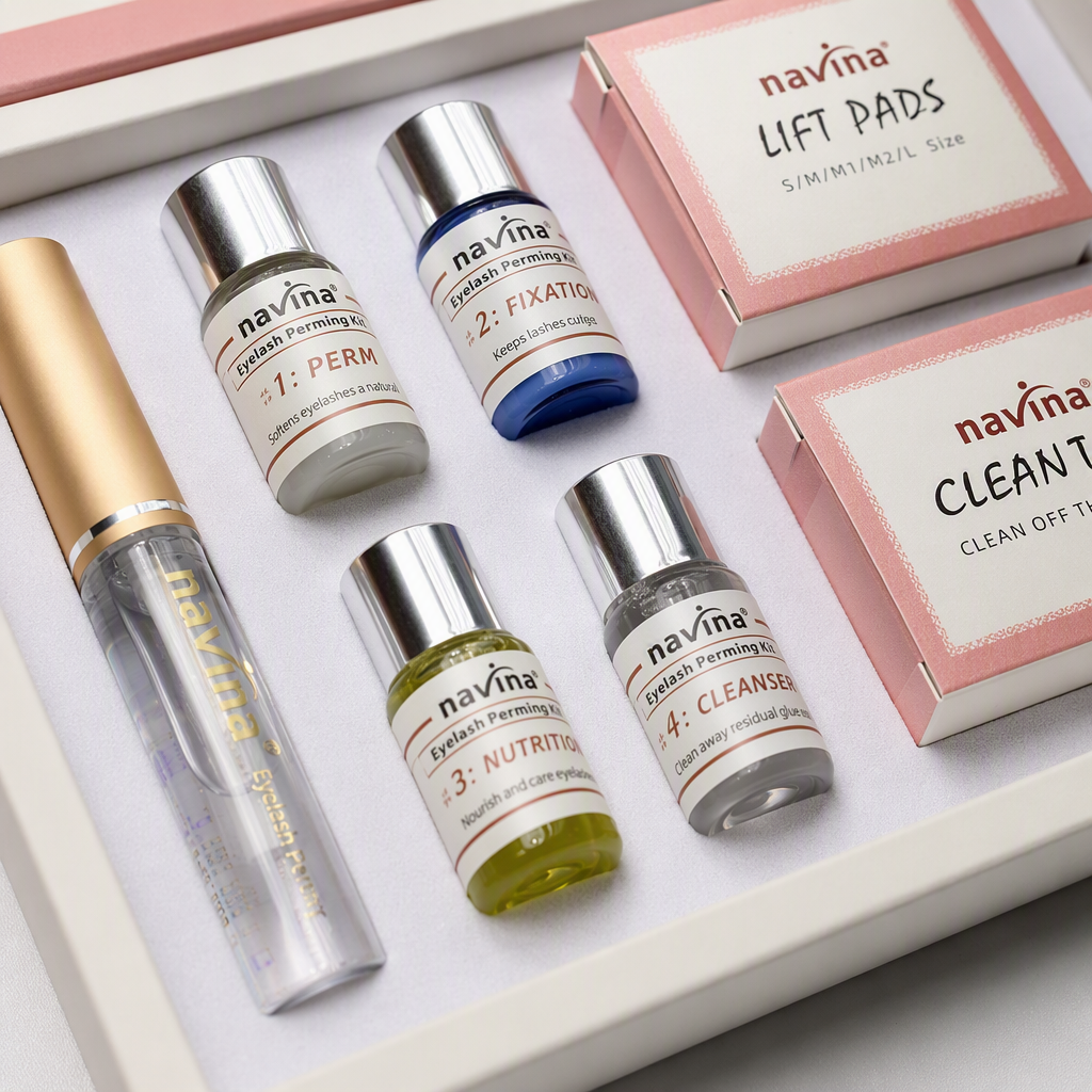 Caja rosa conjunto de levantamiento de pestañas natural denso delgado larga duración ciliar belleza herramientas combinación Application Scenario