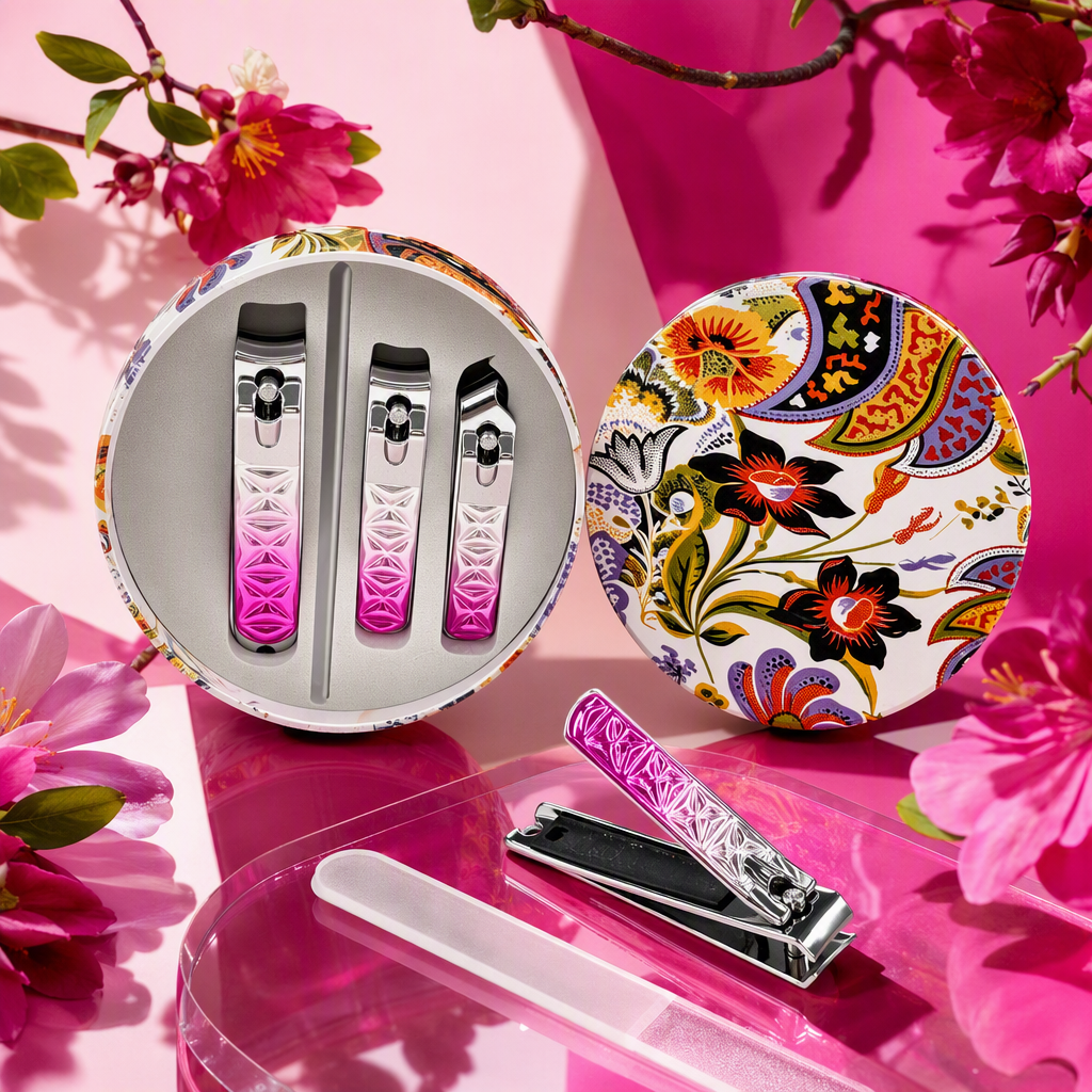 Color floral patrón redondo caja de hierro kit de herramientas de uñas manicura manicura cuidado de uñas belleza accesorios de uñas combinación caja de regalo Specification image