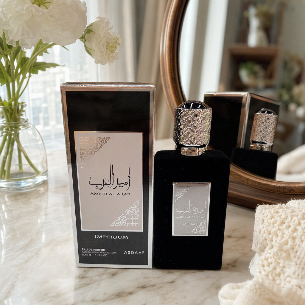 العطور الرجالي إيمبيريوم، معطر الشرق الأوسط، معطر معتدل، وغطاء غطاء غطاء زجاجي أسود على غطاء الزهرة الذهبية details Picture