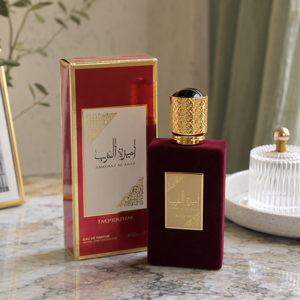 علبة أغطية مستطيلة الشكل من علب الزخرفة الحمراء ذات الزخرفة الذهبية، أغطية المستطيل من طراز Imperiumamassaaaf تحتوي على مجموعة علب مواد التجميل المبخرة باللغة العربية details Picture