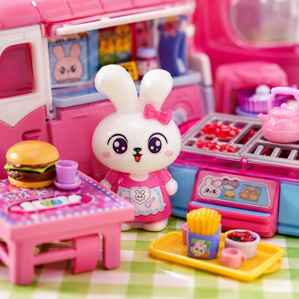 Pink picnic car toy set, children's simulated kitchen tableware, picnic supplies, fun game toys gift box Application Scenario