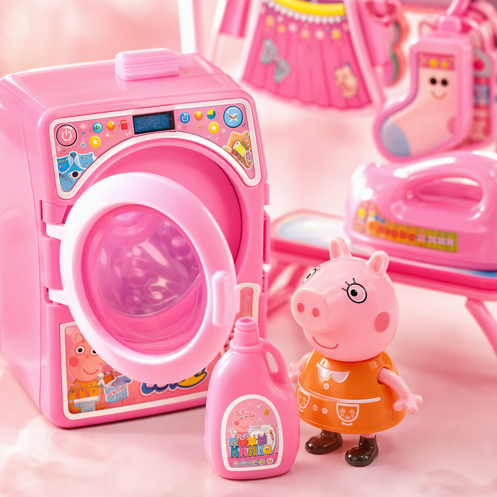 Pink Fun Laundry toy set, children's simulation game, educational toys, children's early education toy gift box Application Scenario