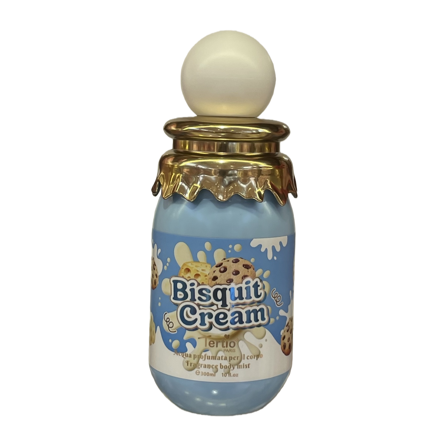 Blue bottle body, golden wavy edge cap, cream body spray, long-lasting fresh and light fragrance moisturizing skin care Item Picture