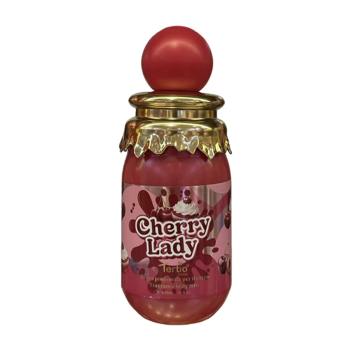Cherry Lady Perfume spray, pink bottle, golden decoration, long-lasting, light and fresh women's fragrance, 50ml Item Picture