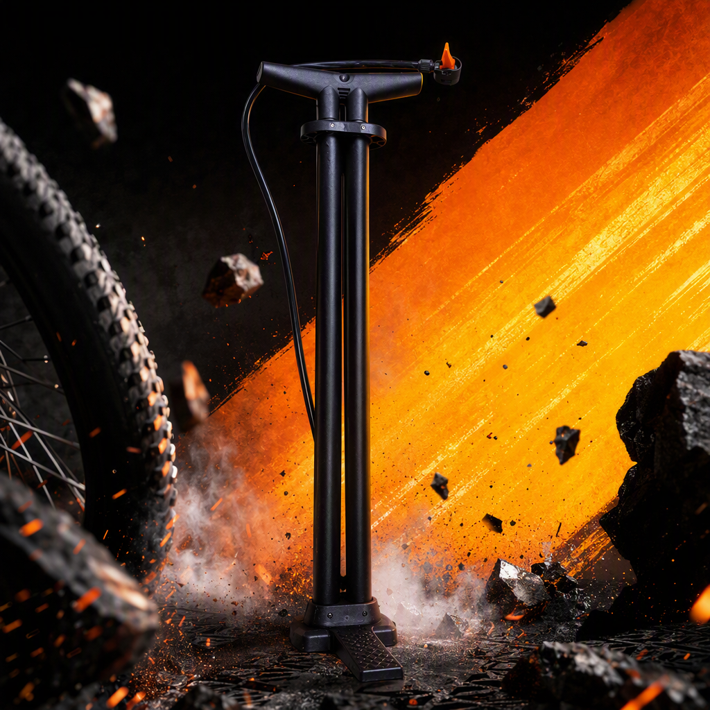 High-strength black double-tube air pump, portable bicycle air cylinder, multi-functional air pressure tool Specification image