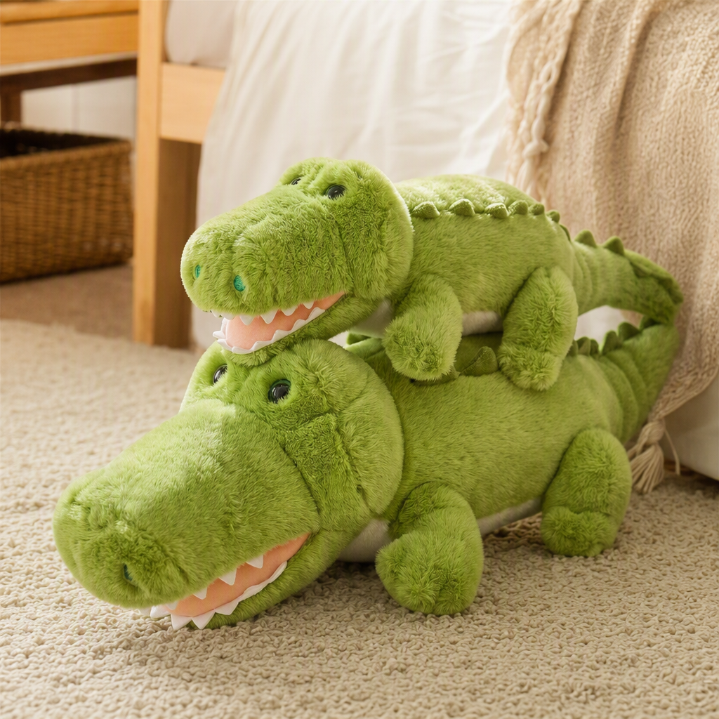 Pufferfish Lulu green crocodile plush doll, cute pillow, children's toy, soft and adorable doll gift details Picture