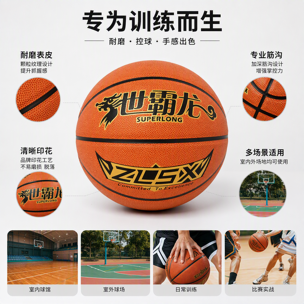 Shibalong SUPERLONG ZLSX Orange basketball wear-resistant and anti-slip sports Ball for primary and secondary school students' training