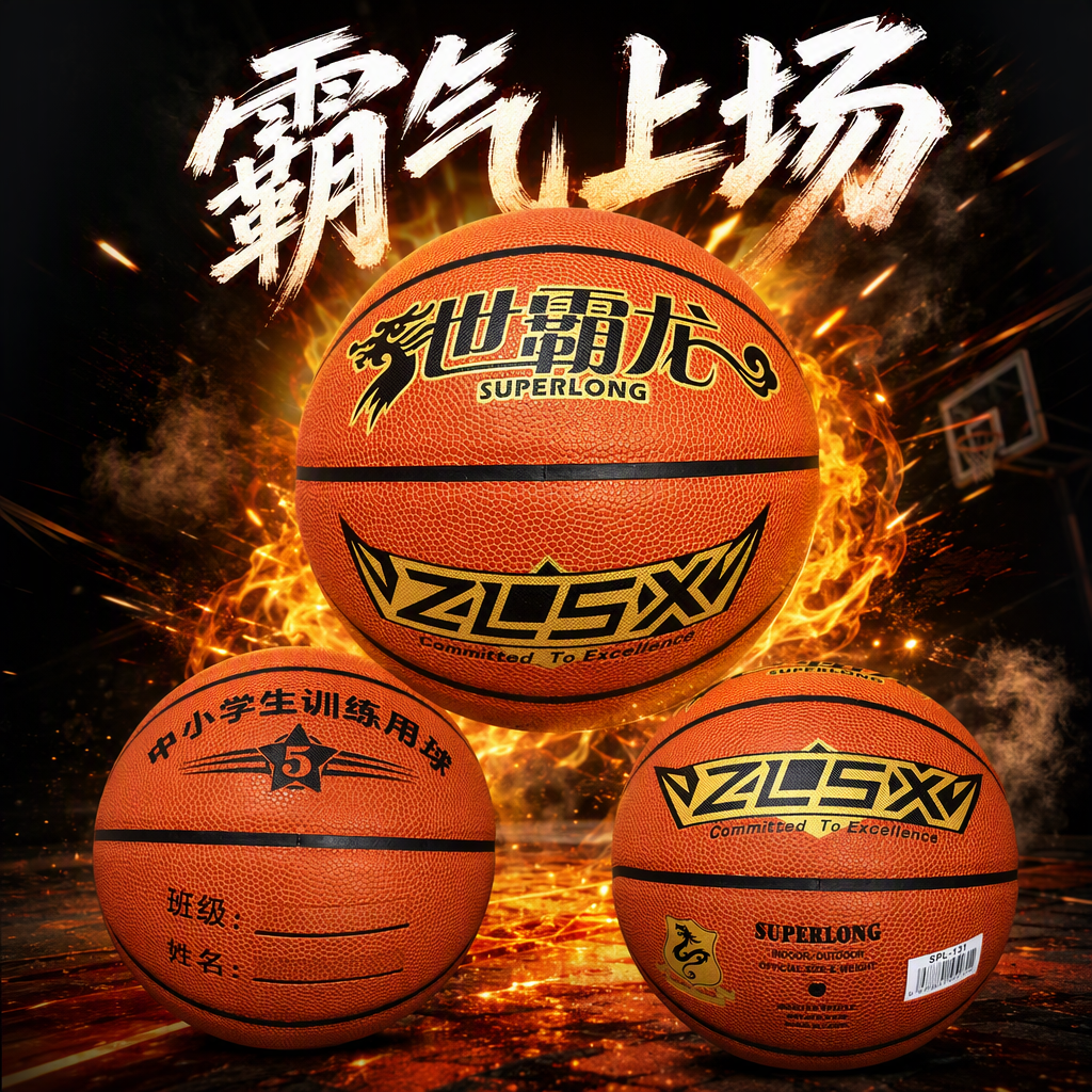 Shibalong SUPERLONG ZLSX Orange basketball wear-resistant and anti-slip sports Ball for primary and secondary school students' training Specification image