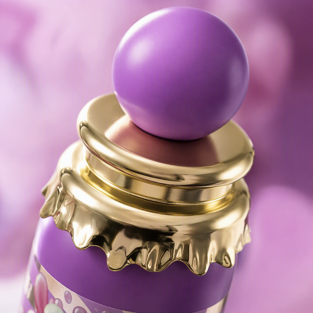 Sugar Pinky Body Spray, purple bottle body, golden cap, purple spherical top decoration, fresh fragrance, long-lasting moisturizing, 300ml Application Scenario