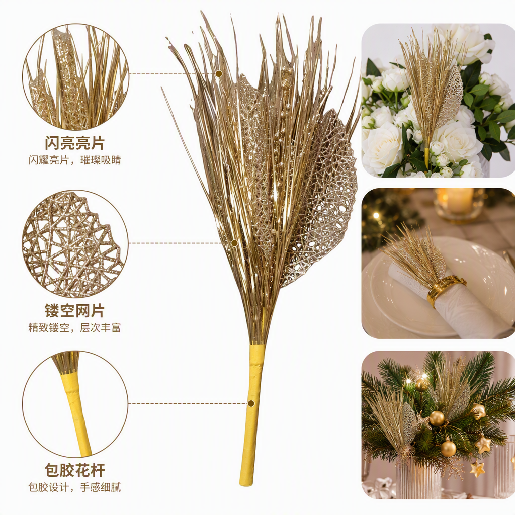 Decoración de oro bouquet europeo vintage lujo boda sala de estar escritorio decoraciones de vacaciones regalo