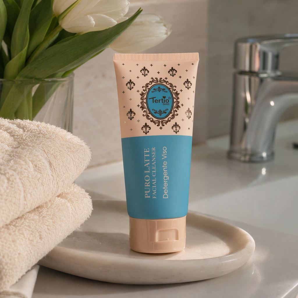 Blue Label White Tube Facial Cleanser Tertio PARIS PURO LATTE Deeply cleanses, gently hydrates and moisturizes details Picture