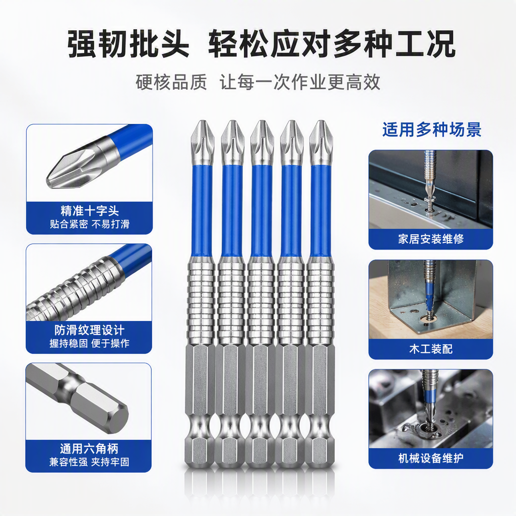 The multi-functional screwdriver head set for household electric and manual screwdriver accessories, tools and consumables is portable and practical Specification image