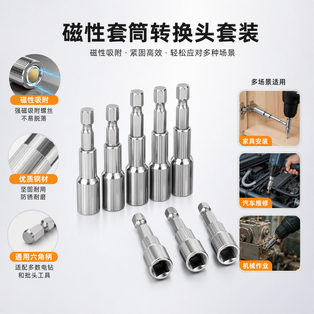 Multi-functional silver sleeve tool set, home maintenance car manual tool combination, portable maintenance toolbox