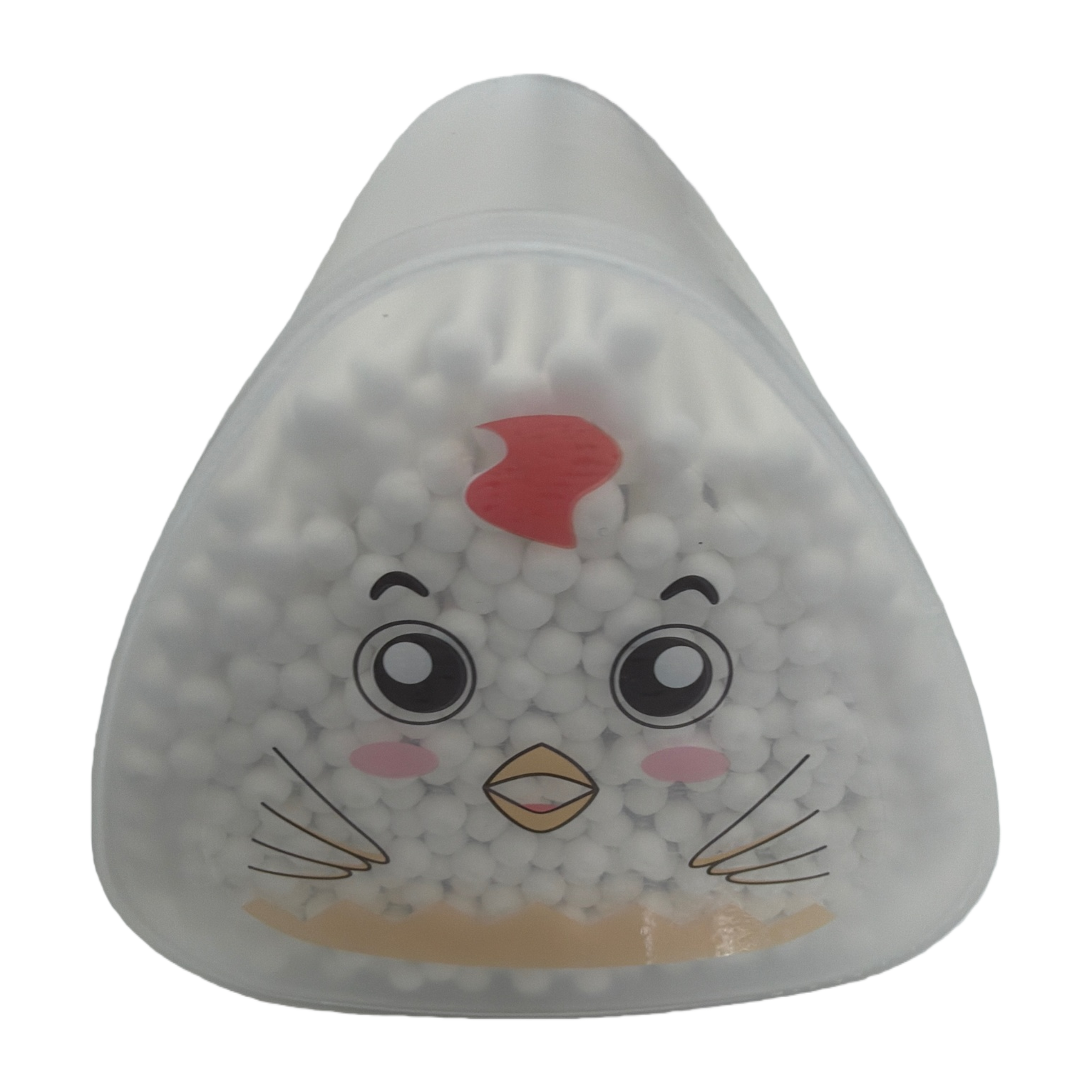 Transparent triangular cotton ball storage box, cartoon chicken pattern creative storage and organization box, children's home goods storage box Item Picture