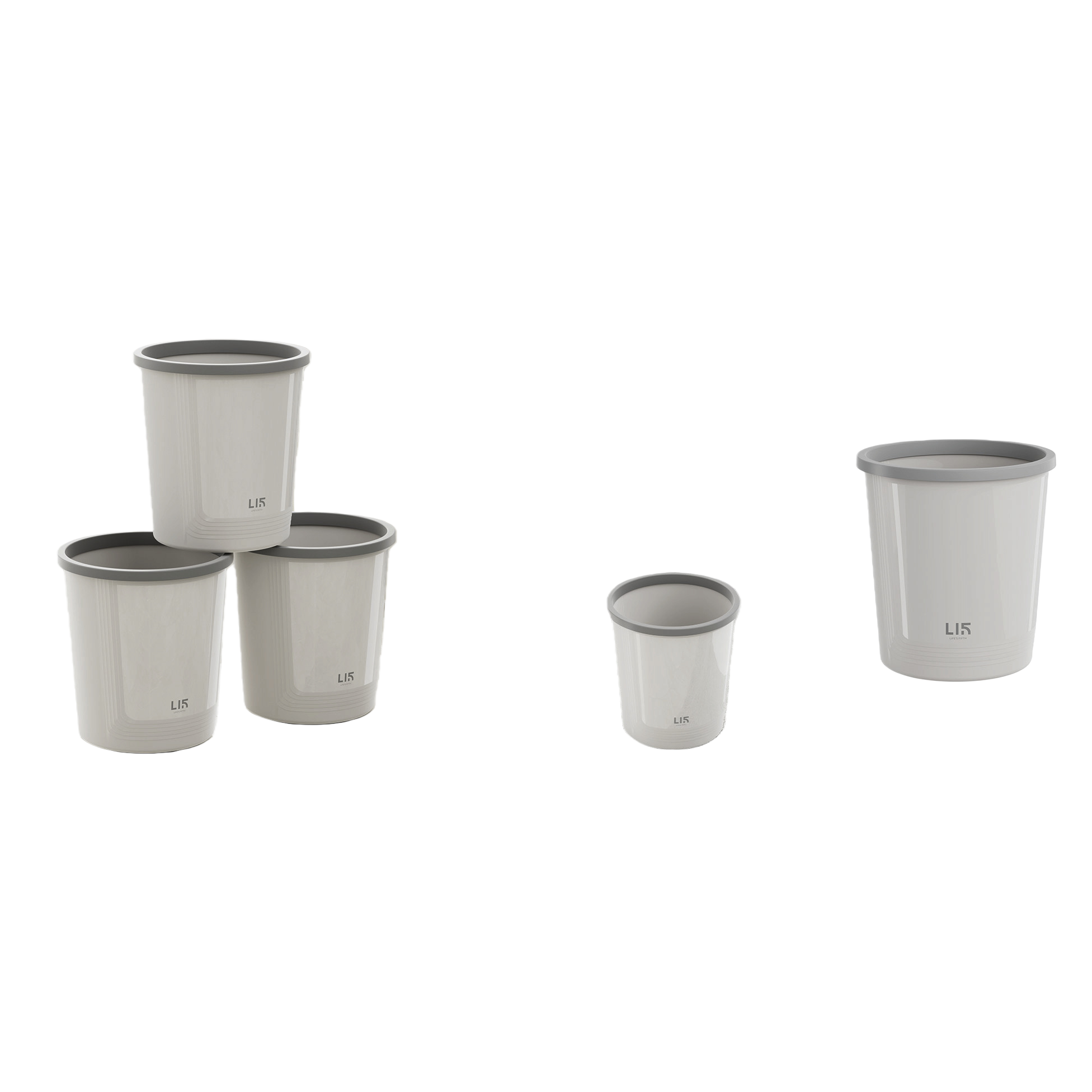 【CL】26Q3#5203 Ice Feather Grey Multi-functional PP material daily necessities trash can, household storage bucket Specification image