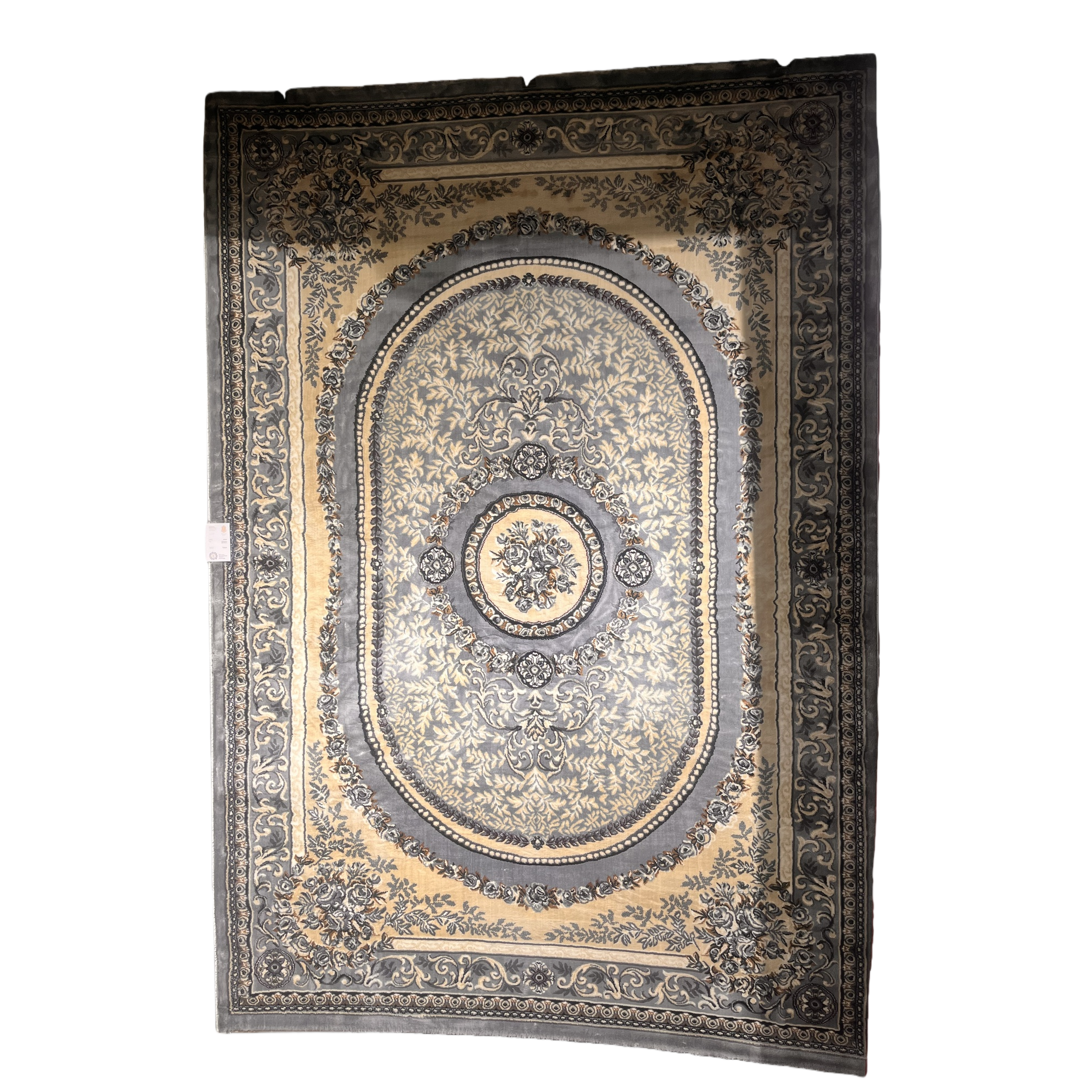 Fashionable grey floral pattern carpet living room and bedroom floor mat, anti-slip and wear-resistant home carpet floor mat Item Picture