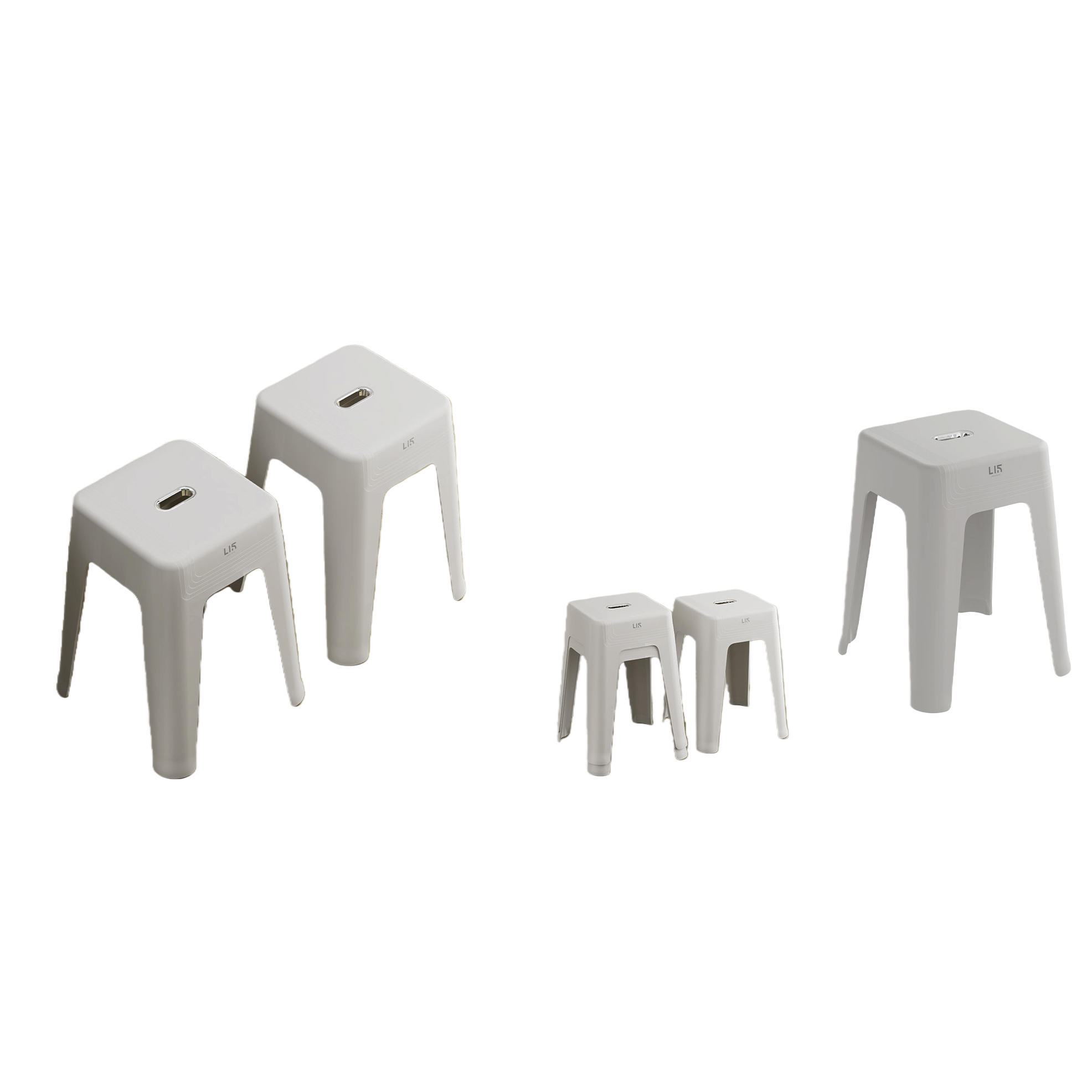 [CL] 26Q3#5209 ice pluma gris taburete alto asiento de plástico trabajo multifuncional taburete de ocio muebles de oficina para el hogar Item Picture
