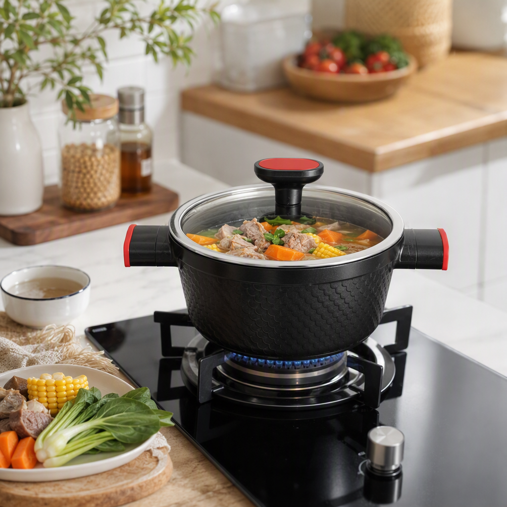 Multi-functional kitchen cookware set, household soup and stir-frying pot set, heat-resistant, durable and practical kitchenware products