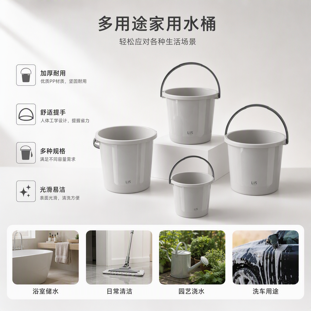 【CL】26Q3#5206 Multi-functional water bucket, large-capacity portable water tank, outdoor car washing and vegetable washing multi-purpose sitting water storage bucket