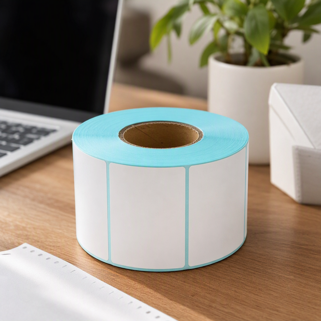 Multi-functional light blue border white label roll, sticky note, office supplies sticker, decorative label sticker roll details Picture