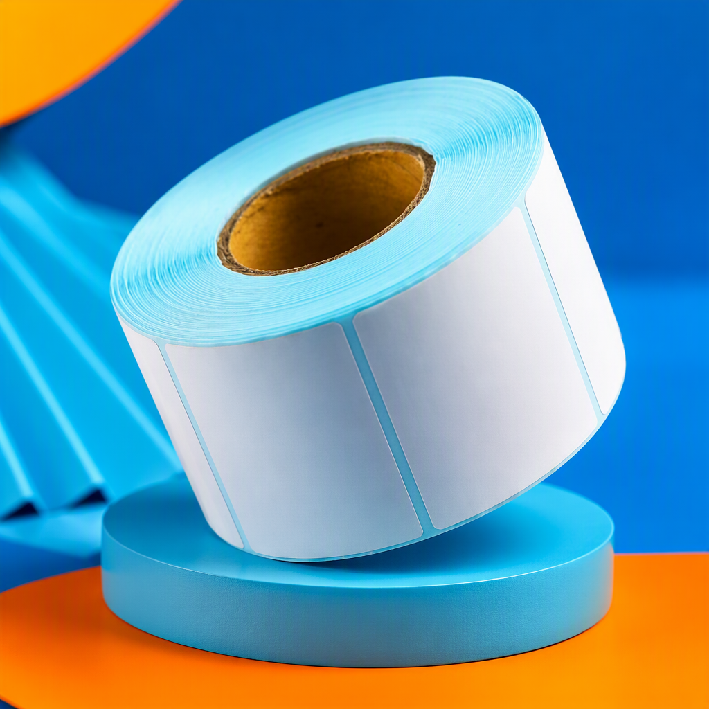 Multi-functional light blue border white label roll, sticky note, office supplies sticker, decorative label sticker roll Specification image