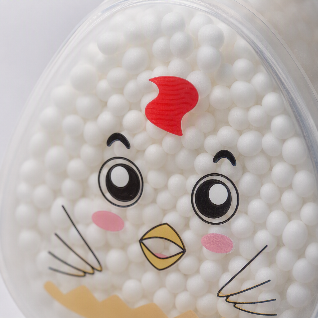 Transparent triangular cotton ball storage box, cartoon chicken pattern creative storage and organization box, children's home goods storage box Application Scenario