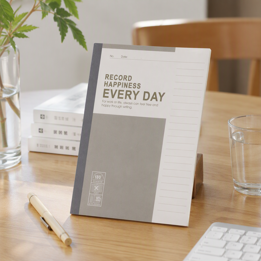 Fashionable and simple beige leather notebook, office notepad, student hand-held notebook, student notebook, business writing notebook details Picture