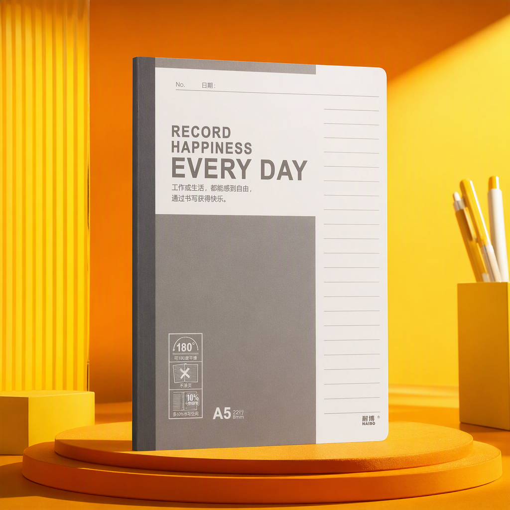 Fashionable and simple beige leather notebook, office notepad, student hand-held notebook, student notebook, business writing notebook Specification image