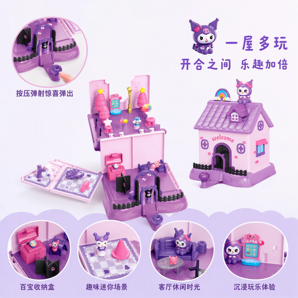 Creative Magnetic House Toy Set, Children's Educational Assembly and Fun Combination, Purple Gift Box Set